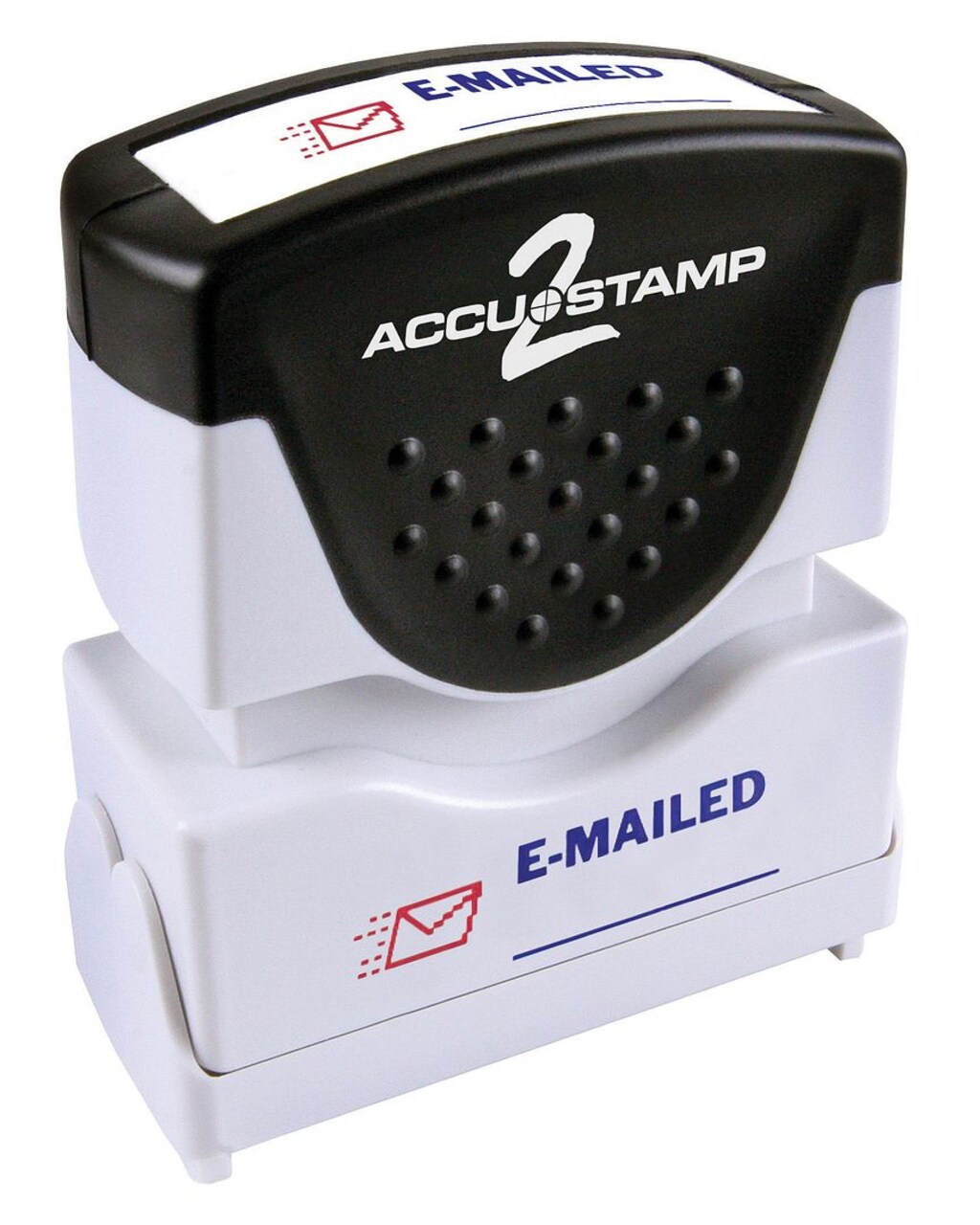 ACCUSTAMP2 Message Stamp, 2-color, Pre-inked, E-MAILED, 1-5/8" x 1/2" impression size, Blue Message with Red Symbol